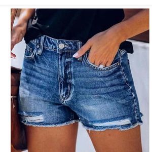 0903 NXH | Blue Distressed Cutoff Denim Shorts Size XXL